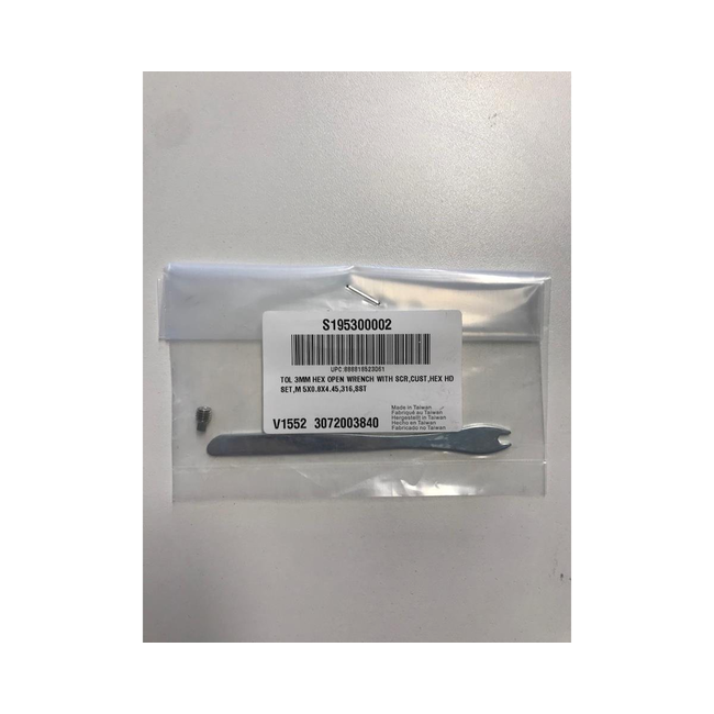 TOOL 3MM HEX OPEN WRENCH WITH SCR,CUST,HEX HD SET,M5X0.8X4.45,316,SST