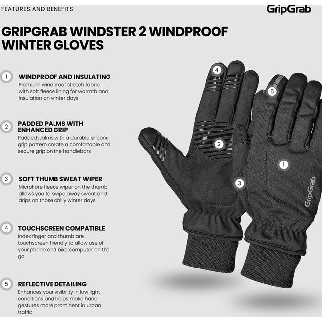 GRIPGRAB WINDSTER 2 WINTER GLOVES BLACK LARGE