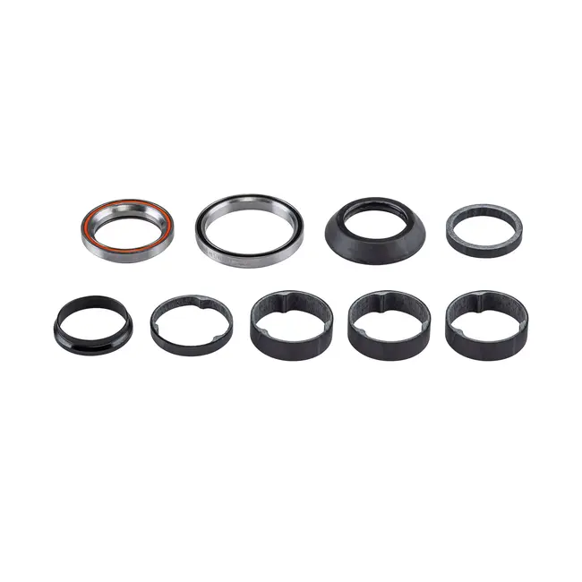CRUX HEADSET HDS COMPLETE, 1-1/8" UPPER, 49.5ODX40.5IDX 6.5MM LOWER(45X45 DEG), 46MM CARBON TOP COVER, W/ CARBON SPACERS