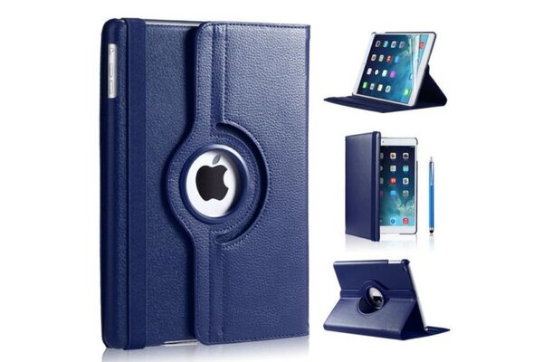 iPadspullekes.nl iPad Pro 9,7 hoes 360 graden donker blauw leer