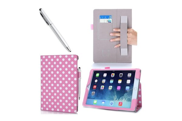 i-Blason iPad Air 2 Leather Slim Book Case roze met witte stippen