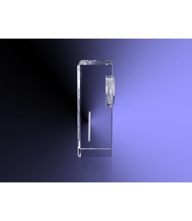 Klok "recht model" van kristal glas met eigen foto - Kristal Glas