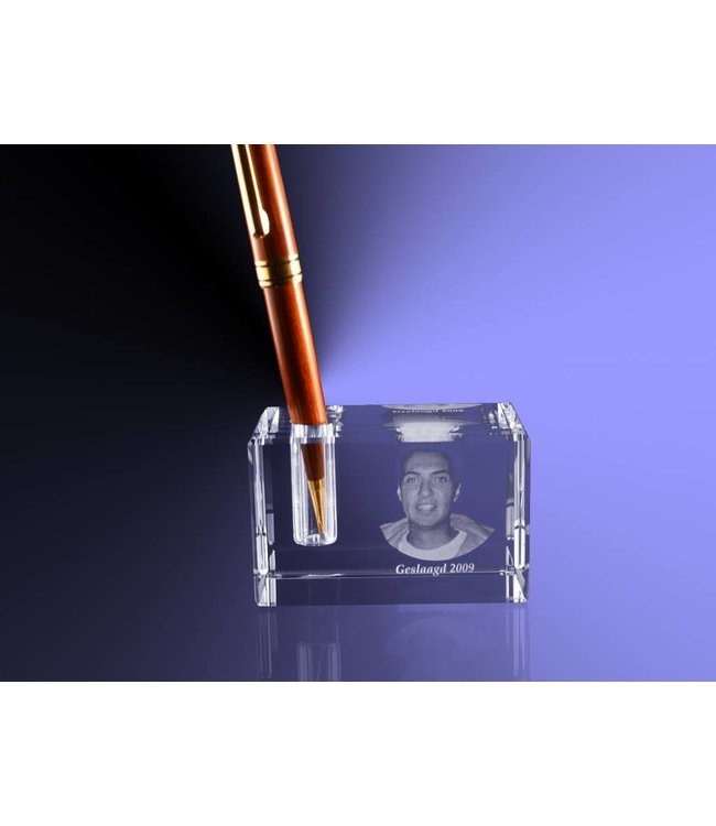 2D foto in glas - Penhouder van glas met foto - Kristal Glas