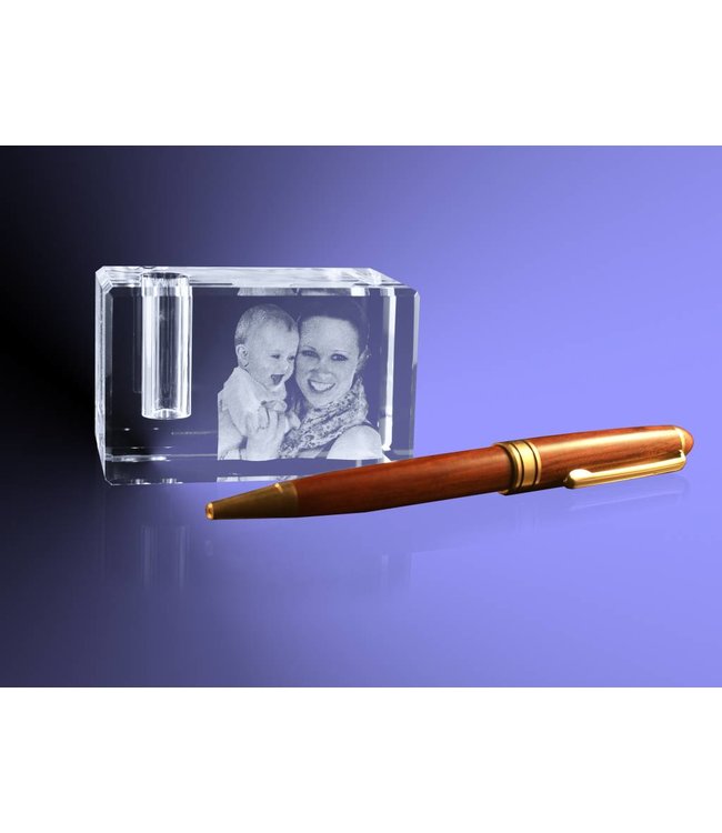 2D foto in glas - Penhouder van glas met foto - Kristal Glas