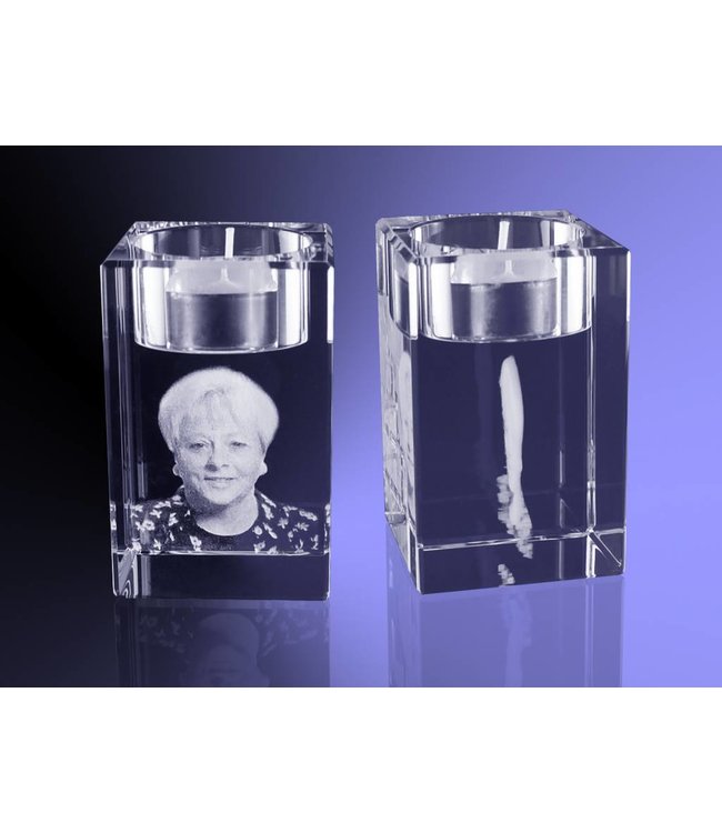 2D foto in glas - Waxinelichthouder rechthoek - Kristal Glas