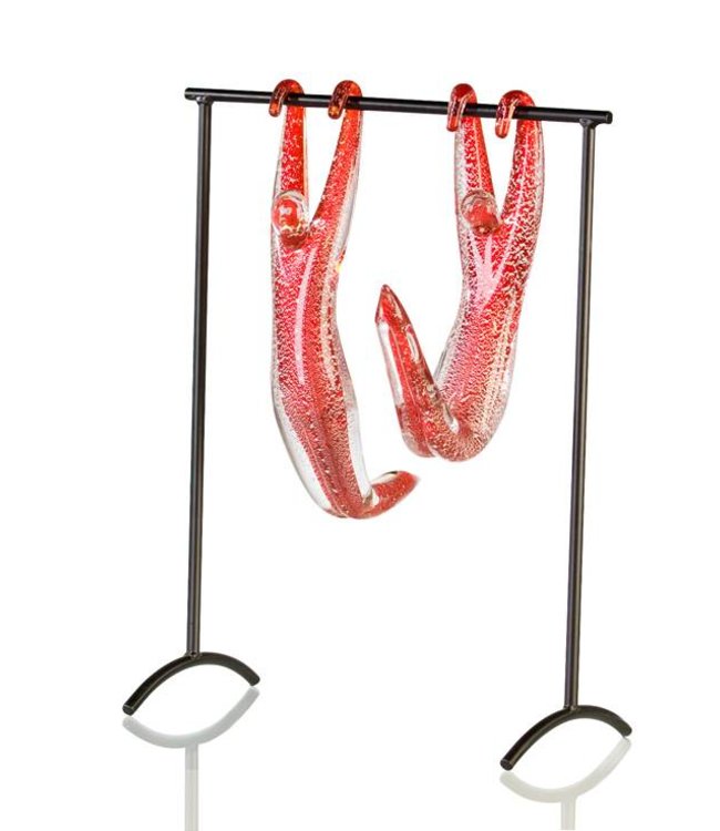 Glassculptuur - "Turner" Glazen turners aan de rekstok