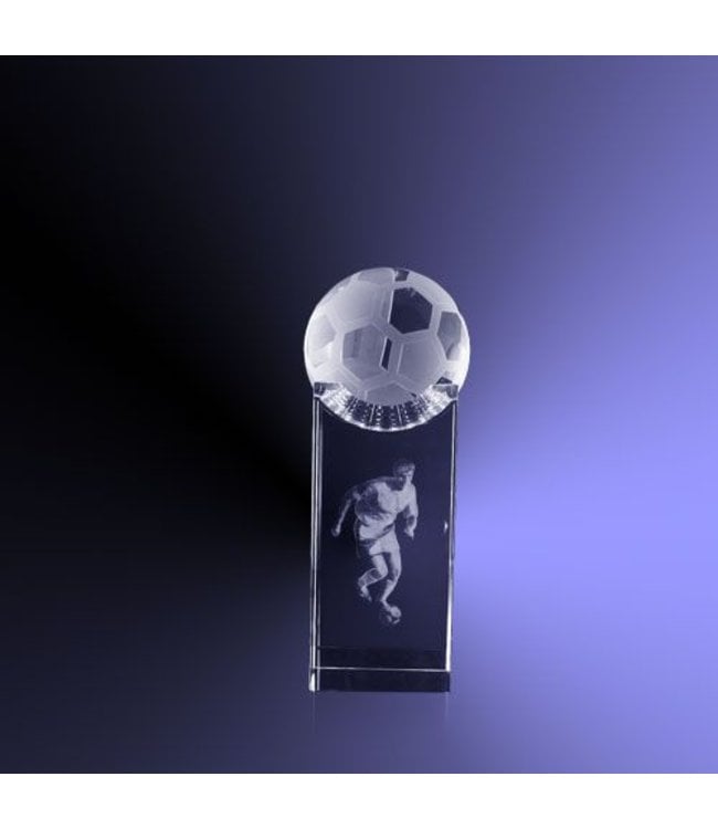 Voetbal op sokkel met 3D lasergravure