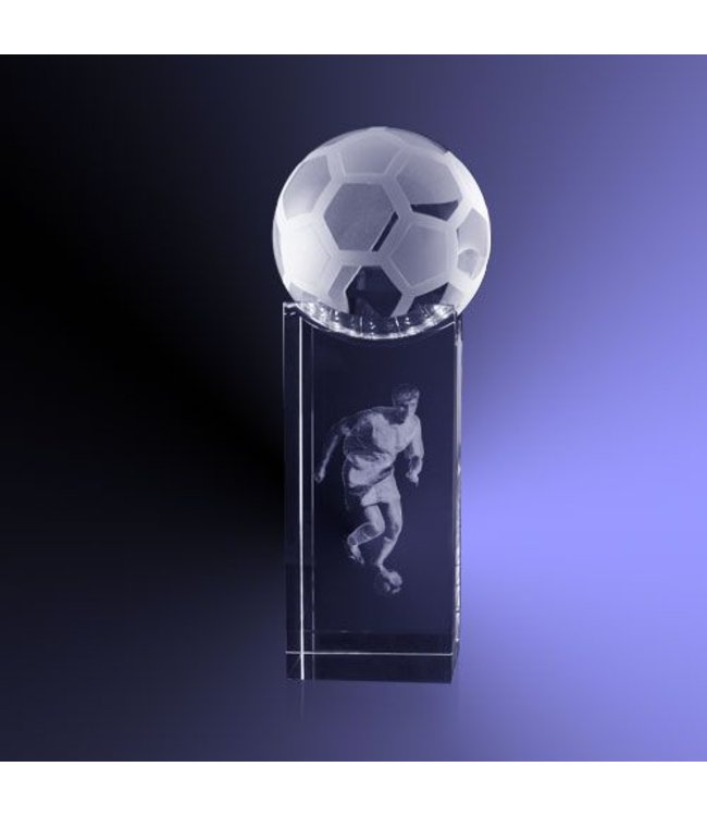 Voetbal op sokkel met 3D lasergravure