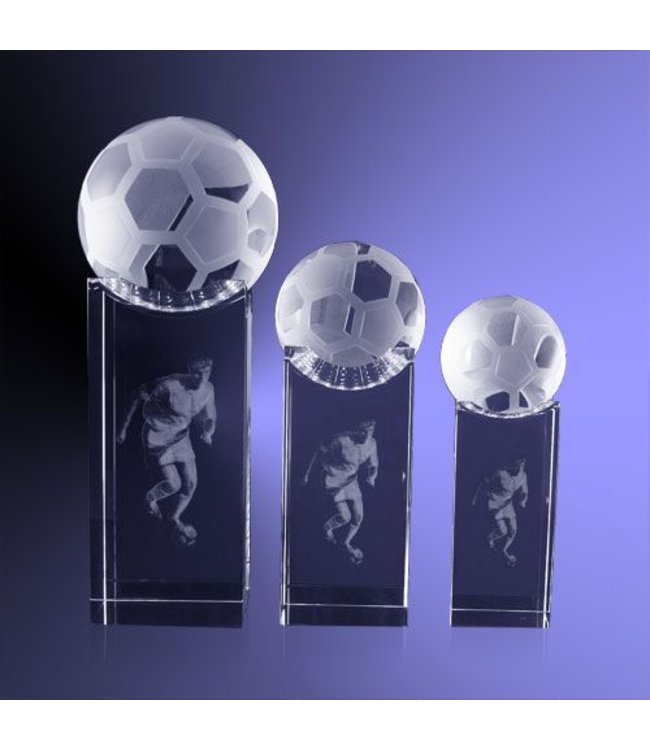 Voetbal op sokkel met 3D lasergravure