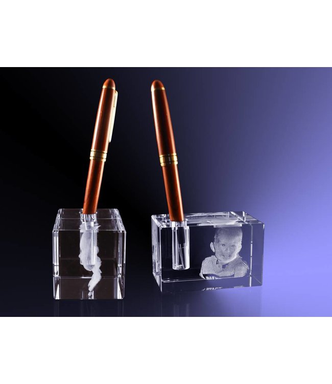 3D Foto in glas - Penhouder - 5x5x8cm - kristal glas