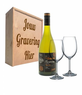 Wijnpakket met glazen - Les Bertholets Chardonnay