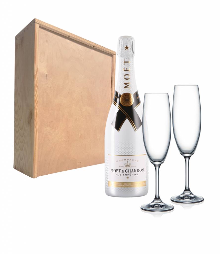 Omgeving Aanpassen bereiken Champagnekist Moët & Chandon Ice & 2 gegraveerde glazen - JustMoreGifts