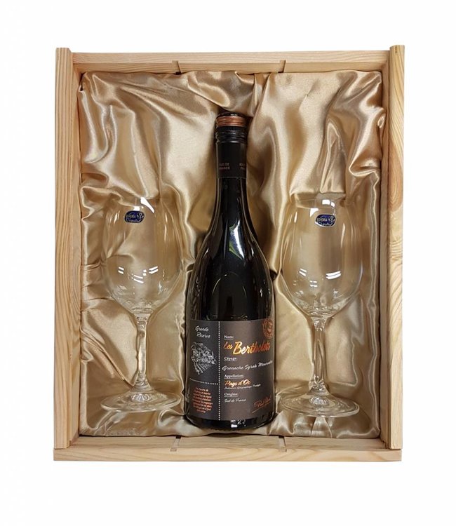 Wijnpakket met 2 glazen - Les Bertholets Grenache, Syrah & Mouvedre