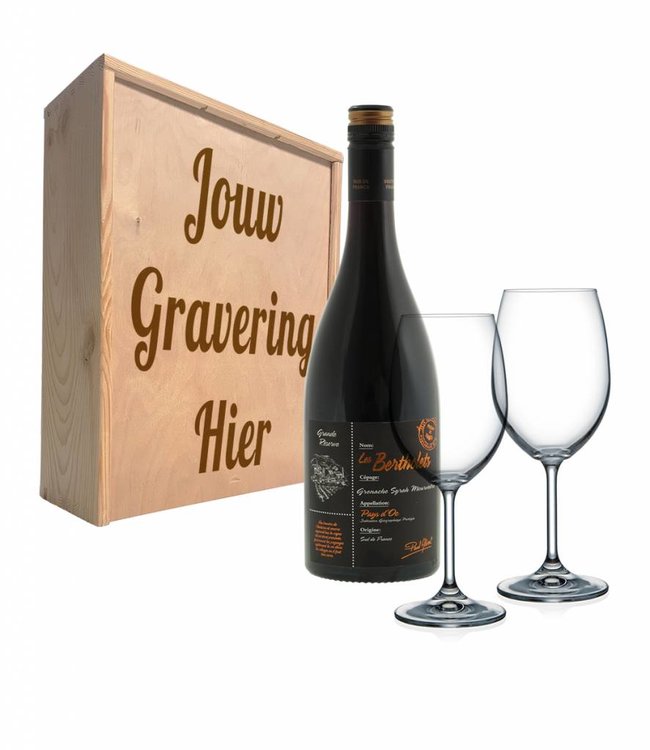 Wijnpakket met 2 glazen - Les Bertholets Grenache, Syrah & Mouvedre