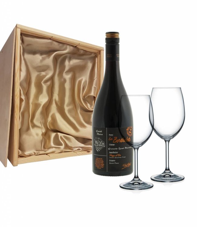 Wijnpakket met 2 glazen - Les Bertholets Grenache, Syrah & Mouvedre