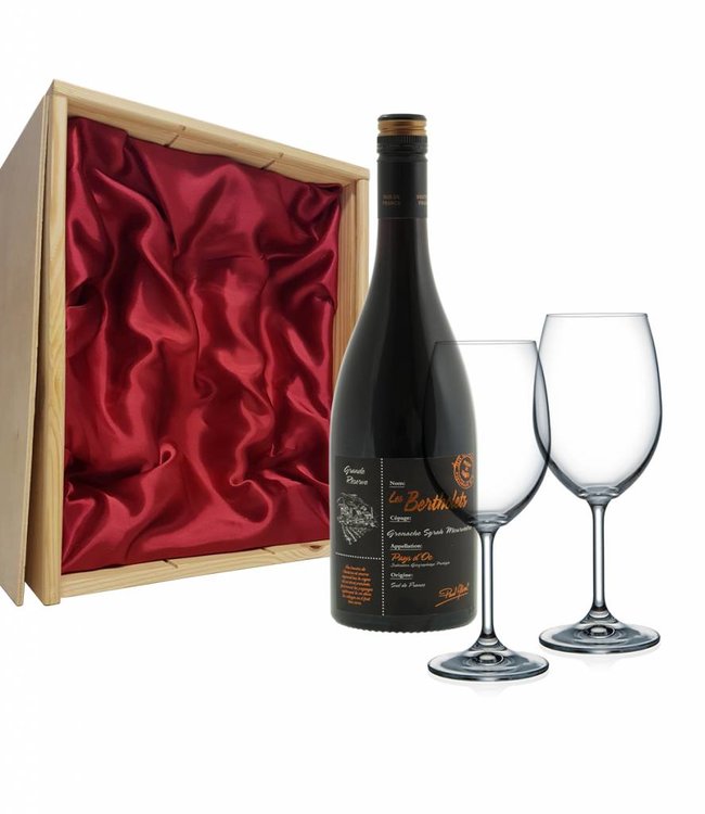Wijnpakket met 2 glazen - Les Bertholets Grenache, Syrah & Mouvedre