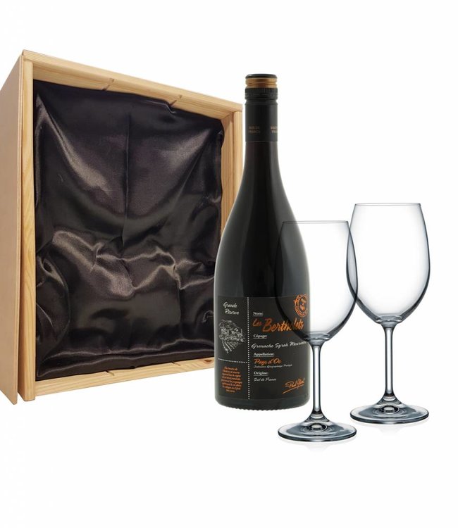 Wijnpakket met 2 glazen - Les Bertholets Grenache, Syrah & Mouvedre