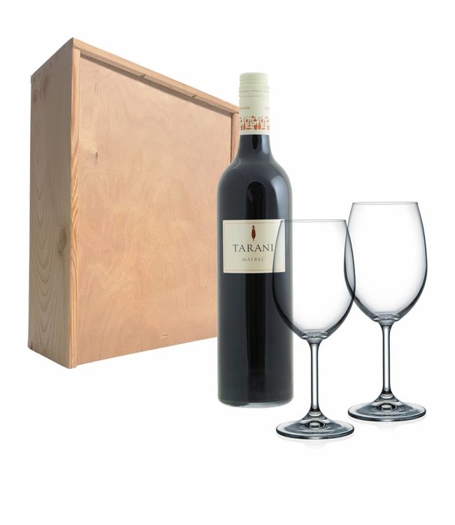 Vooruitzicht Stoutmoedig verfrommeld Wijnkist met fles wijn & 2 gegraveerde glazen - JustMoreGifts