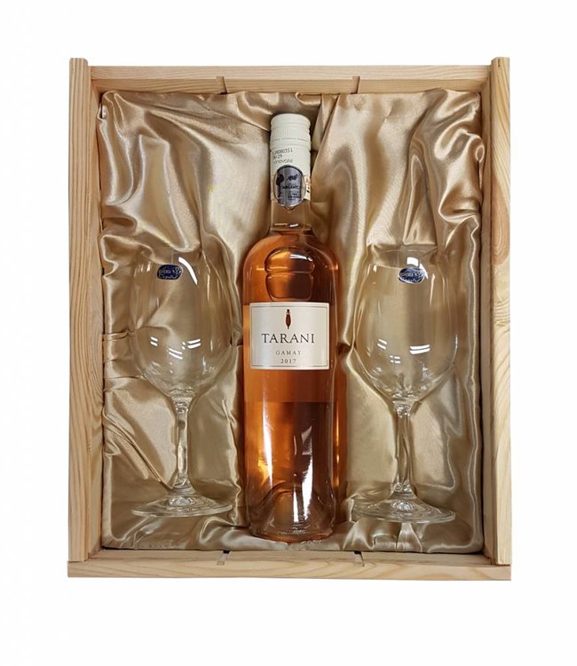 Wijnpakket met 2 glazen - Tarani Gamay rosé