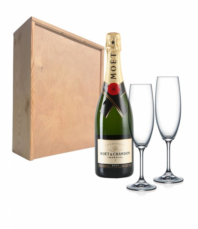 Champagnepakket met 2 champagneglazen - Moët & Chandon Impérial Brut