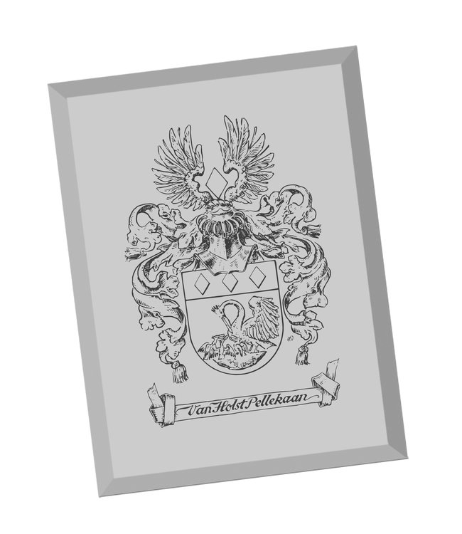 Spiegel rechthoek met eigen familiewapen