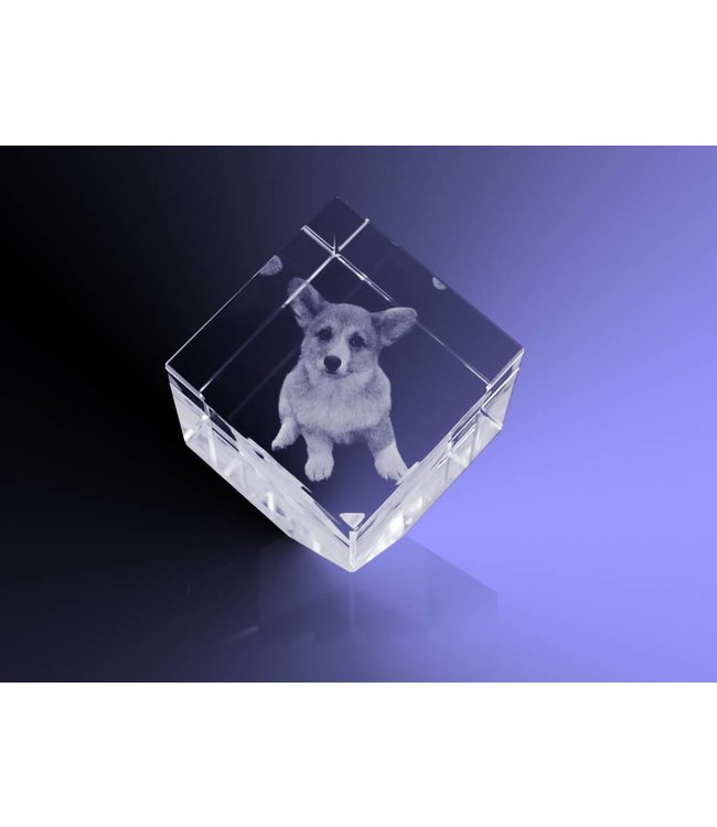 2D foto in glas - Kubus 4 cm staand op hoek - Kristal Glas