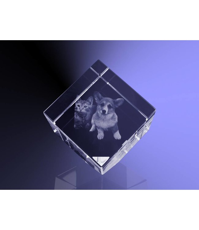 2D foto in glas - Kubus 4 cm staand op hoek - Kristal Glas