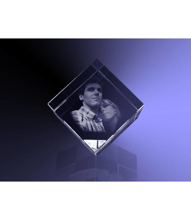 2D foto in glas - Kubus 5 cm staand op hoek - Kristal Glas