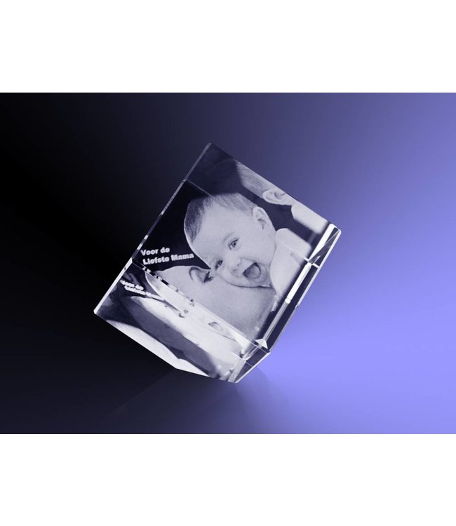 2D foto in glas - Kubus 6 cm staand op hoek - Kristal Glas