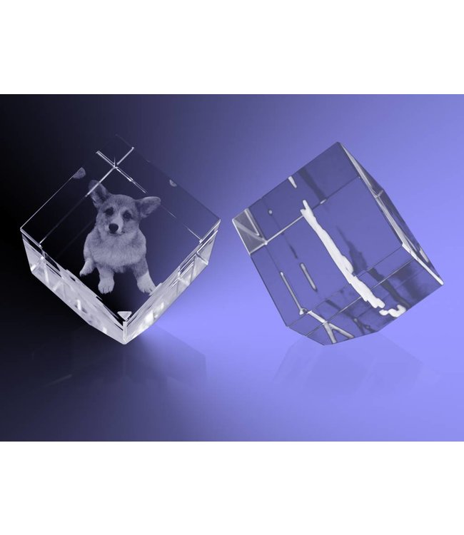 2D foto in glas - Kubus 10 cm staand op hoek - Kristal Glas