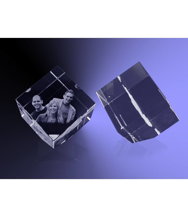 2D foto in glas - Kubus 10 cm staand op hoek - Kristal Glas