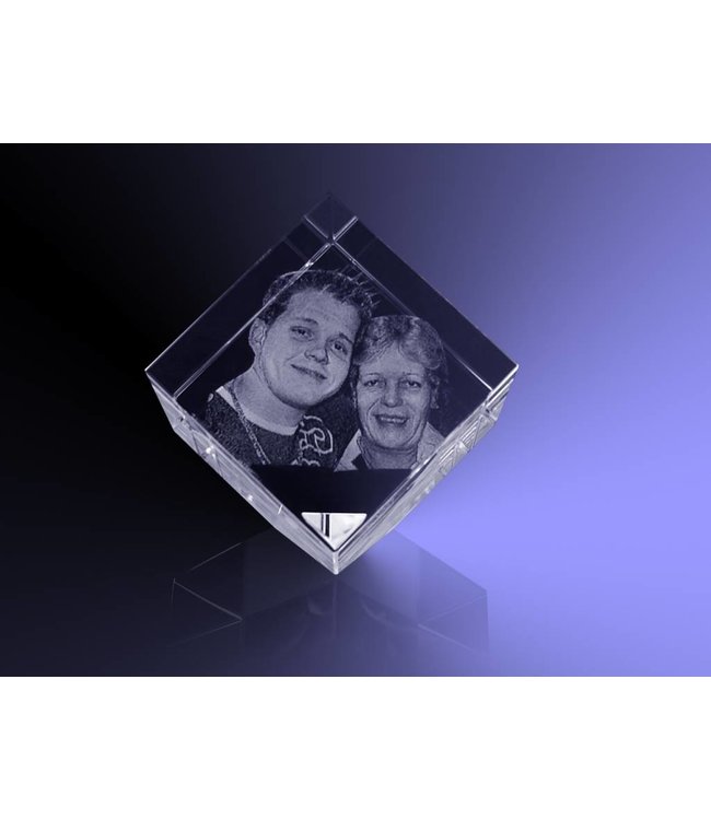 3D foto in glas - Kubus 5 cm staand op hoek - Kristal Glas