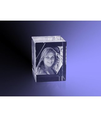 2D foto in glas  - Rechthoek blok 4x3x3 cm - Kristal Glas