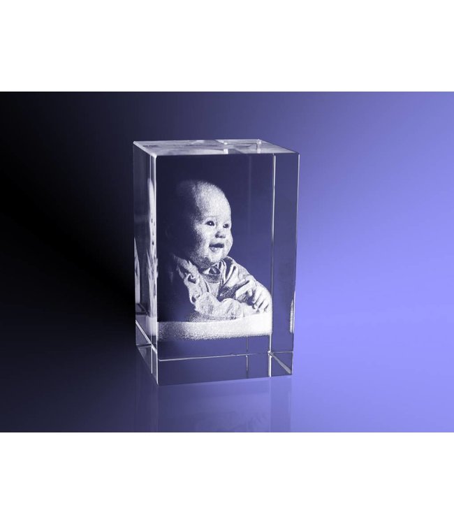 2D foto in glas - Rechthoek blok 6x6x9 cm - Kristal Glas