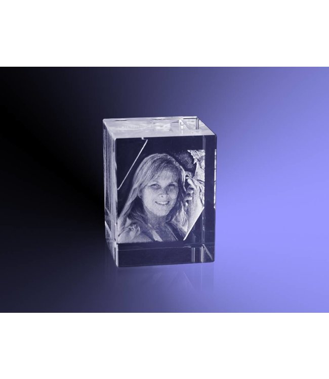 2D foto in glas - Rechthoek blok 8x8x12 cm - Kristal Glas