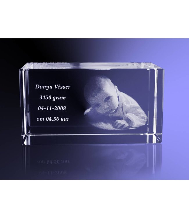 2D foto in glas - Rechthoek blok 8x8x12 cm - Kristal Glas