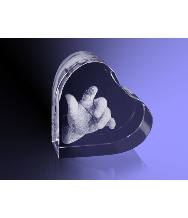 2D foto in glas - Hart Middel  70x70x37 mm - Kristal Glas