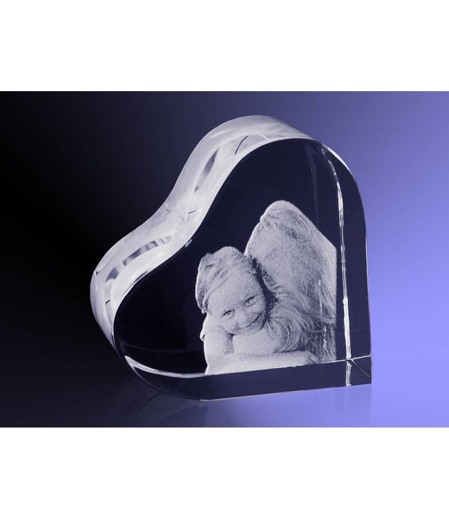 2D foto in glas - Hart Middel  70x70x37 mm - Kristal Glas