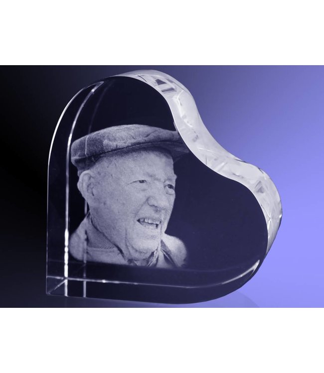 2D foto in glas - Hart Middel  70x70x37 mm - Kristal Glas