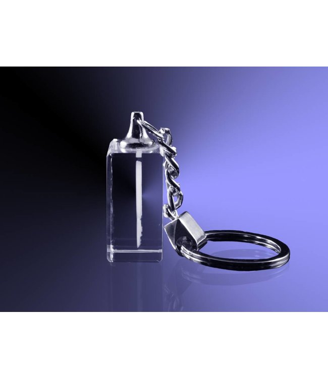 2D foto in glas - Sleutelhanger zonder licht 2x3x1,5 cm - Kristal Glas