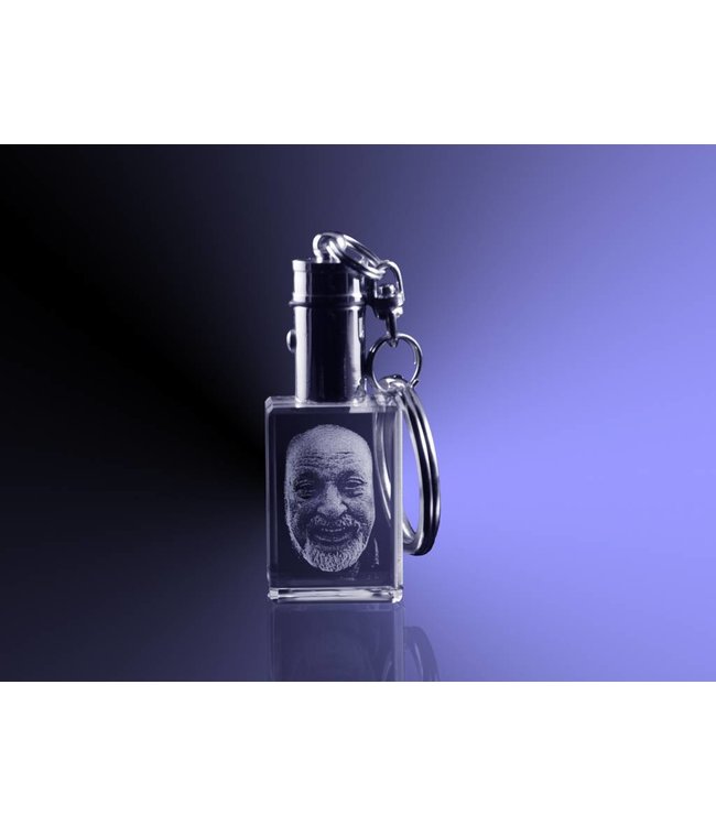 2D foto in glas - Sleutelhanger met verlichting - Kristal Glas
