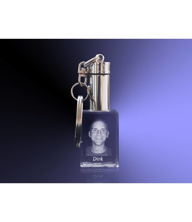 2D foto in glas - Sleutelhanger met verlichting - Kristal Glas