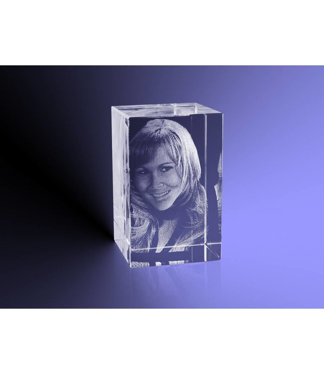 3D foto in glas - Rechthoek Blok - 3x3x4 cm  - Kristal Glas