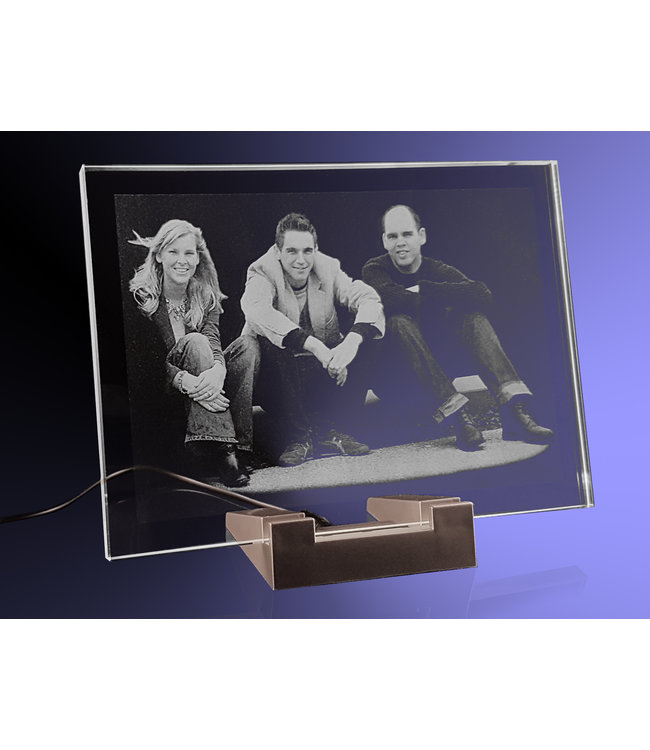 2D foto in glas - Vlakglas met verlichting -  180x130x8mm - Kristal Glas