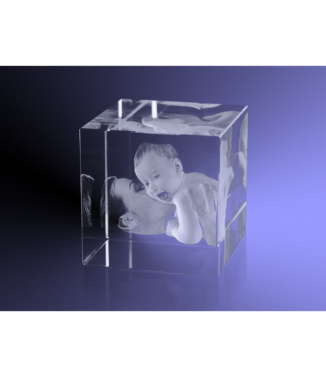 3D foto in glas - Kubus 10 cm  - Kristal Glas