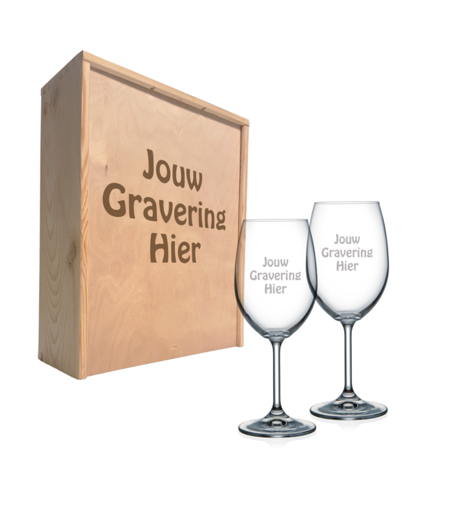 Wijnkist met wijnglazen graveren