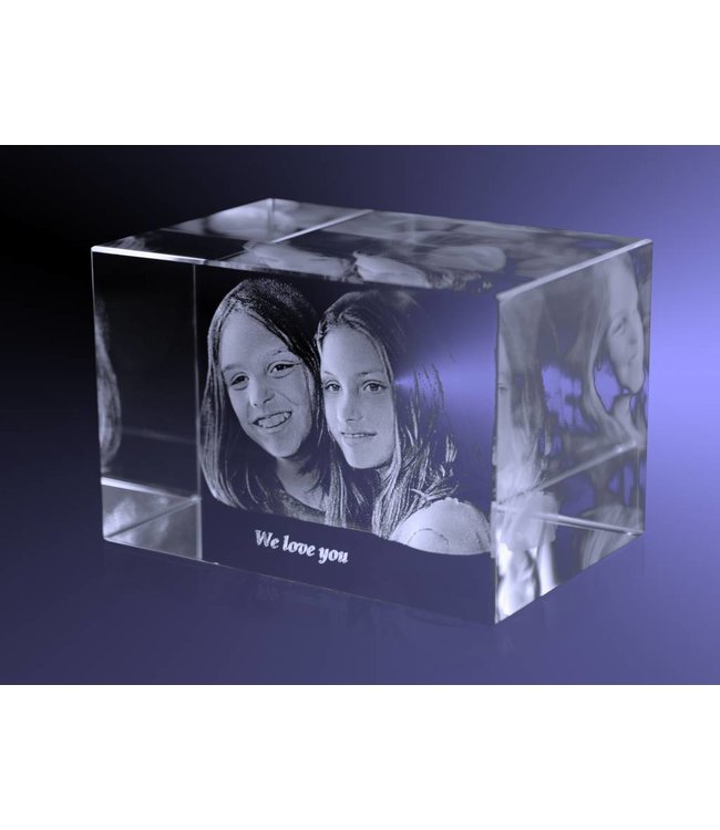 3D foto in glas - Rechthoek Blok - 6x6x9 cm - Kristal Glas