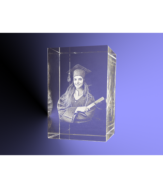 3D foto in glas - Rechthoek Blok - 6x6x9 cm - Kristal Glas
