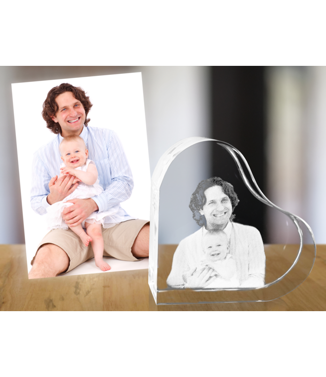 2D foto in glas - Hart Middel  70x70x37 mm - Kristal Glas