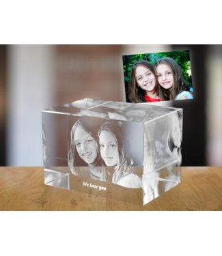 3D foto in glas - Rechthoek Blok - 5x5x8 cm - Kristalglas